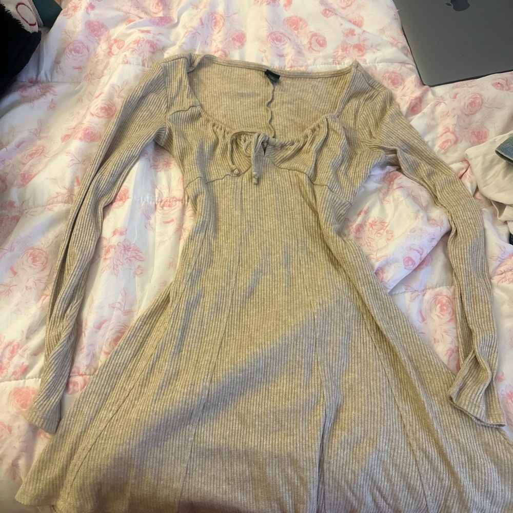 Cream long sleeve dress